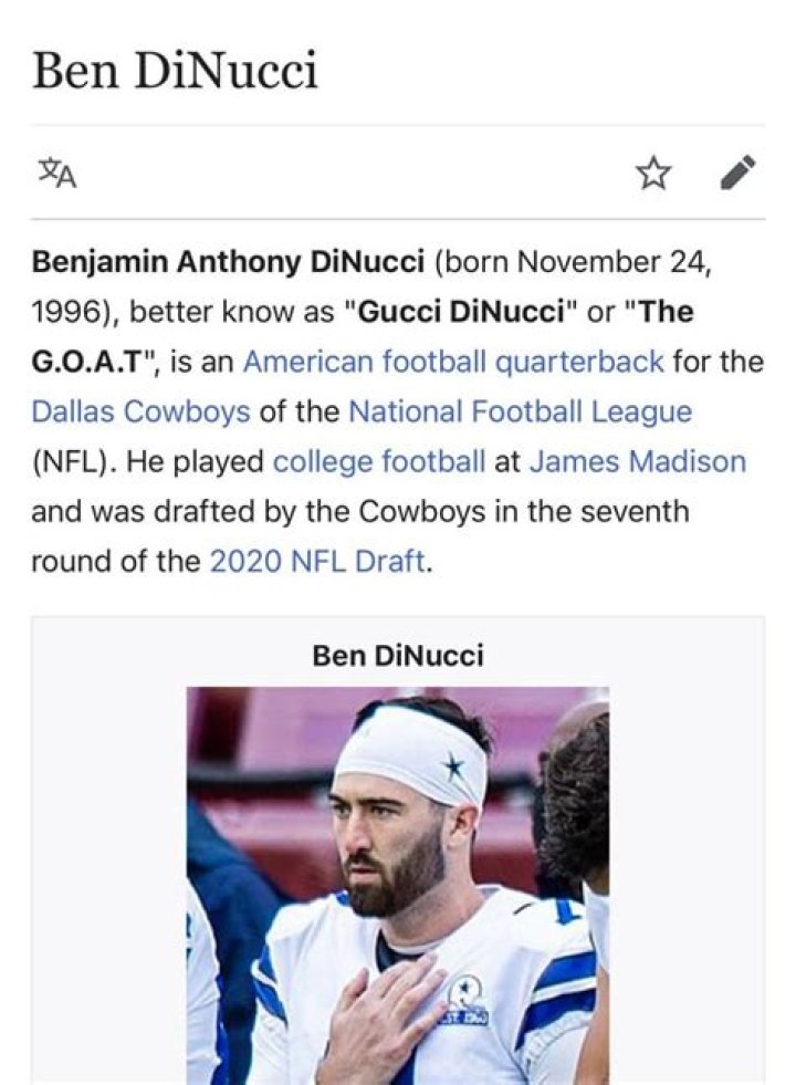 Ben DiNucci Wikipedia, Biography, Age, Height, Girlfriend, Parents, Salary: How Old/Tall?