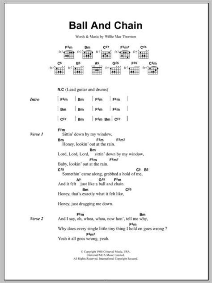 Janis Joplin’s
Ball And Chain Lyrics