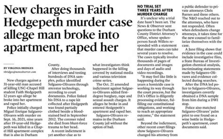 Who Is Miguel Enrique Salguero-Olivares? Durham NC Man Arrested As Faith Hedgepeth Murder Suspect